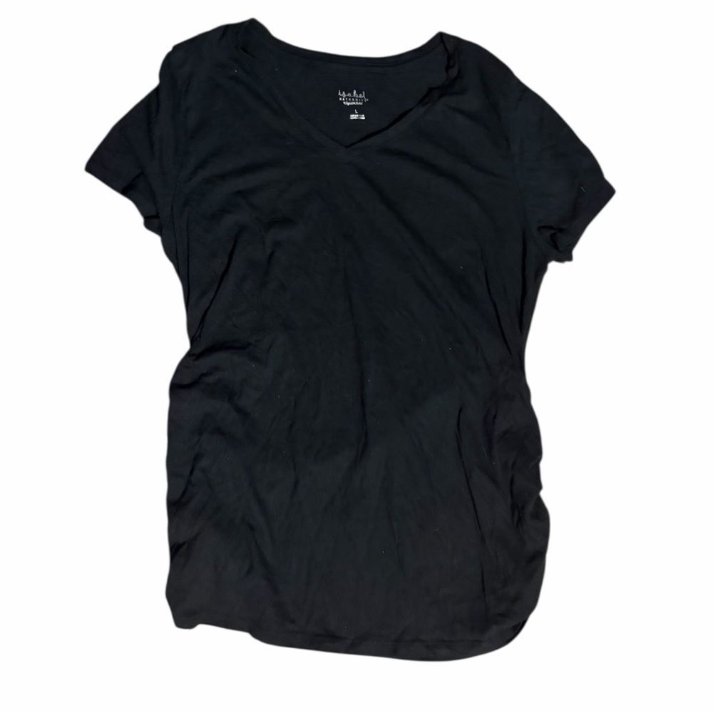 Isabel Maternity by Ingrid & Isabel Black V-Neck Short Sleeve T-Shirt